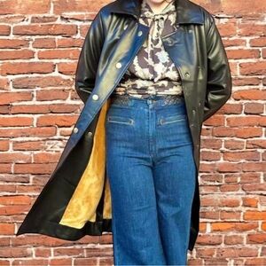 The Korner NWT Black Faux Leather Long Jacket